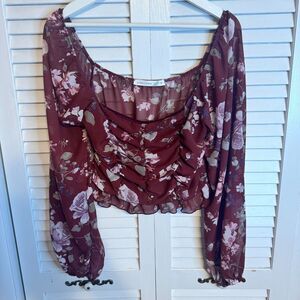 ALTAR'D STATE ROUCHED CROPPED‎ BOHO COTTAGECORE FLORAL TOP SZ M